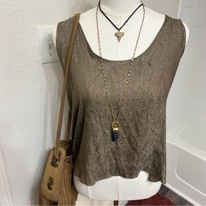Intimately Free People light brown tan paisley tank top racerback boho flowy